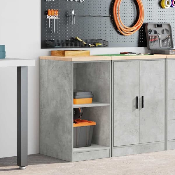 vidaXL Förvaringsskåp för garage Betonggrå 40x51x85cm massivt trä furu