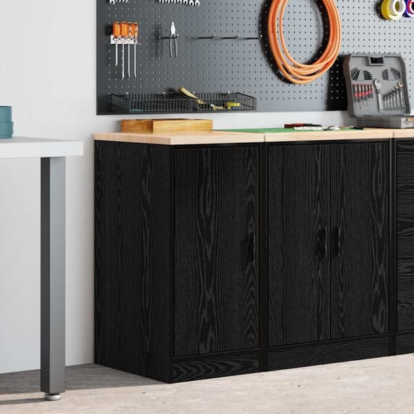 vidaXL Garageopbevaringsskab Sort 40x51x85 cm Massivt træ Fyrretræ