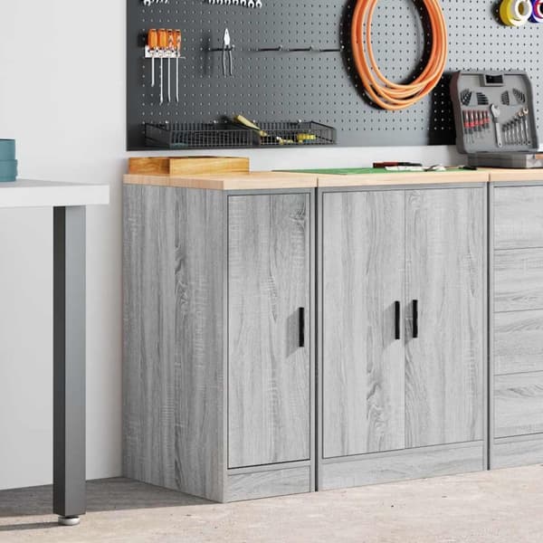 vidaXL Garasje Oppbevaringsskap Grå Sonoma 30x51x85 cm Heltre Furu