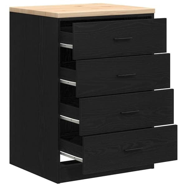 vidaXL Garageopbevaringsskab Sort 60x51x85 cm Massivt træ Fyrretræ