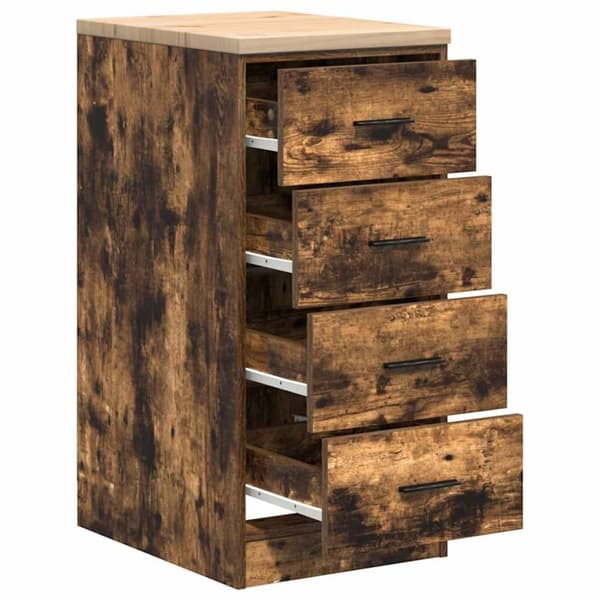 vidaXL Garageopbevaringsskab røget eg 40x51x85 cm massivt træ fyrretræ
