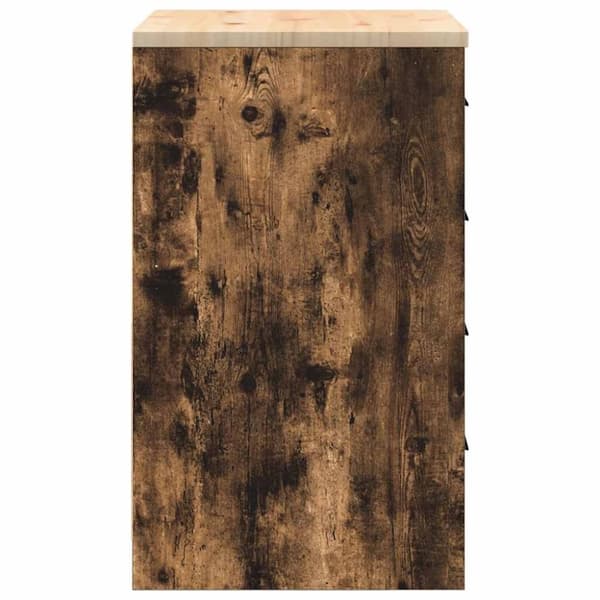 vidaXL Garageopbevaringsskab røget eg 60x51x85 cm massivt træ fyrretræ