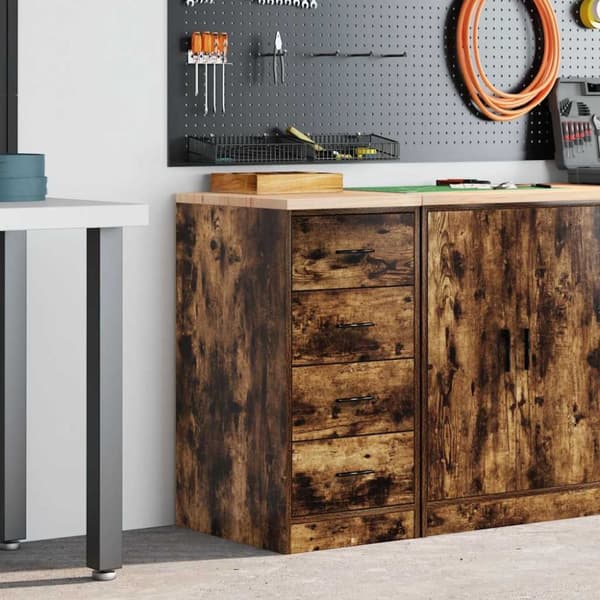 vidaXL Garageskåp Sonoma ek 40x51x85 cm massiv trä furu