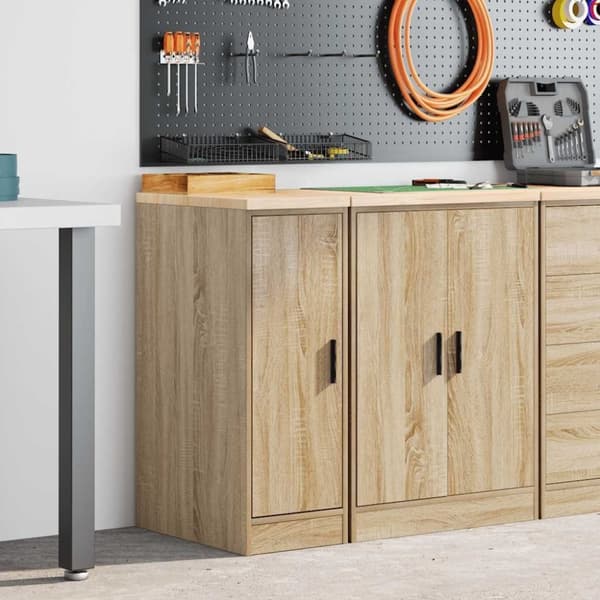 vidaXL Garageopbevaringsskab Sonoma eg 30x51x85cm Massivt træ Fyrretræ