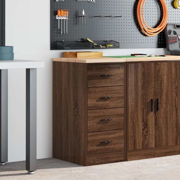 vidaXL Garageopbevaringsskab brun eg 40x51x85 cm massivt træ fyrretræ