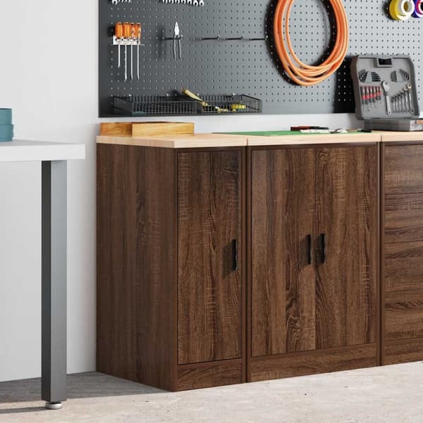 vidaXL Förvaringsskåp för garage brun ek 30x51x85 cm massivt trä furu