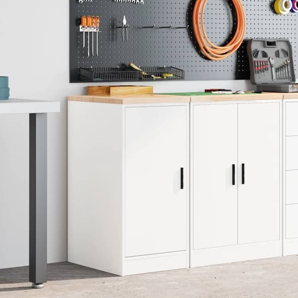 vidaXL Garageopbevaringsskab Hvid 40x51x85 cm Massivt træ Fyrretræ