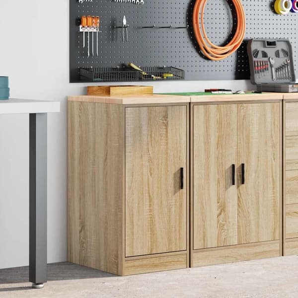 vidaXL Garageopbevaringsskab Sonoma eg 40x51x85cm Massivt træ Fyrretræ
