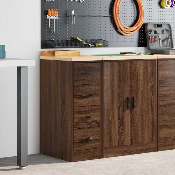 vidaXL Garageopbevaringsskab brun eg 30x51x85 cm massivt træ fyrretræ