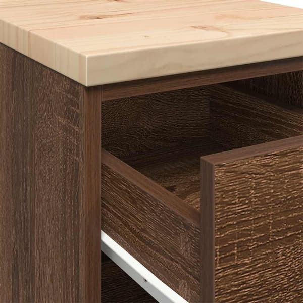 vidaXL Garageopbevaringsskab brun eg 30x51x85 cm massivt træ fyrretræ