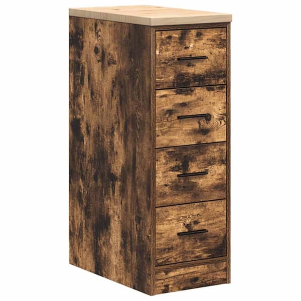 vidaXL Garageopbevaringsskab røget eg 30x51x85 cm massivt træ fyrretræ