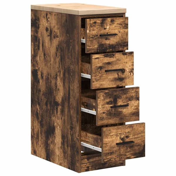 vidaXL Garageopbevaringsskab røget eg 30x51x85 cm massivt træ fyrretræ