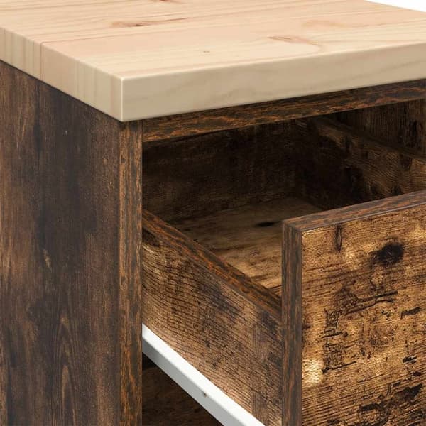 vidaXL Garageopbevaringsskab røget eg 30x51x85 cm massivt træ fyrretræ