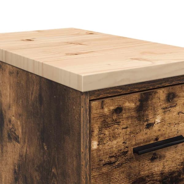 vidaXL Garageopbevaringsskab røget eg 30x51x85 cm massivt træ fyrretræ
