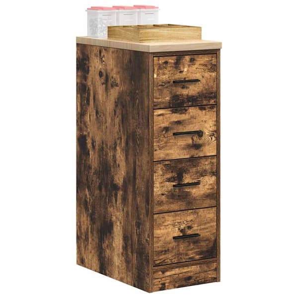 vidaXL Garageopbevaringsskab røget eg 30x51x85 cm massivt træ fyrretræ