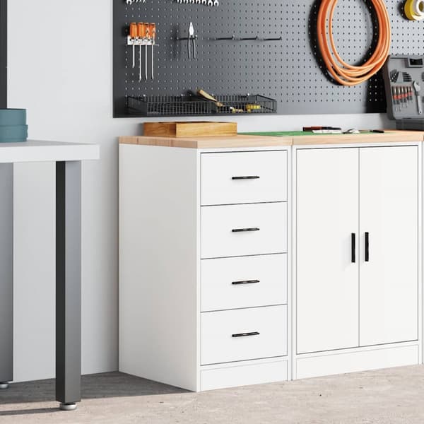 vidaXL Garageopbevaringsskab Hvid 40x51x85 cm Massivt træ Fyrretræ