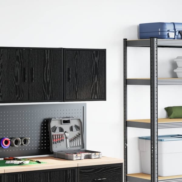 vidaXL Väggskåp för garage svart konstruerat trä