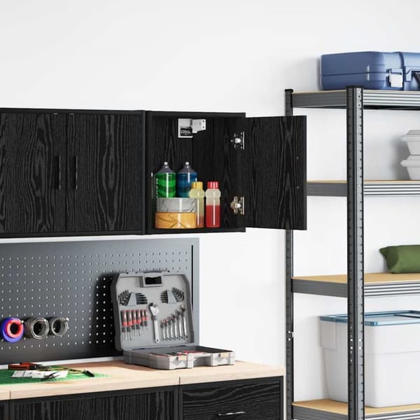 vidaXL Väggskåp för garage svart konstruerat trä