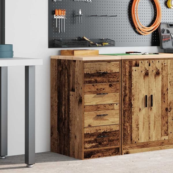 vidaXL Garageopbevaringsskab gammelt træ 40x51x85 cm