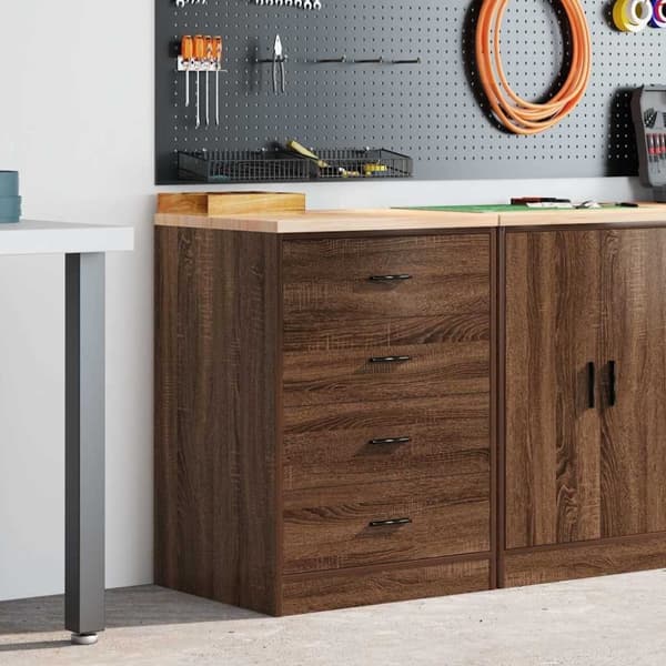 vidaXL Garageopbevaringsskab brun eg 60x51x85 cm massivt træ fyrretræ