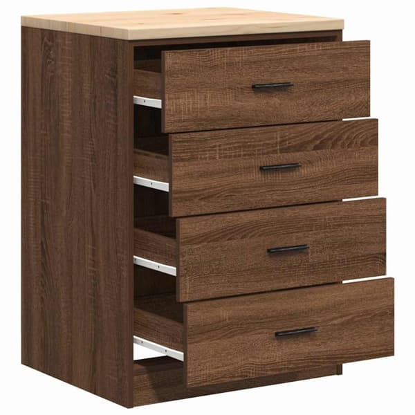 vidaXL Garageopbevaringsskab brun eg 60x51x85 cm massivt træ fyrretræ