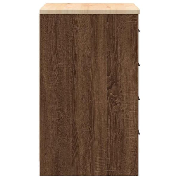 vidaXL Garageopbevaringsskab brun eg 60x51x85 cm massivt træ fyrretræ