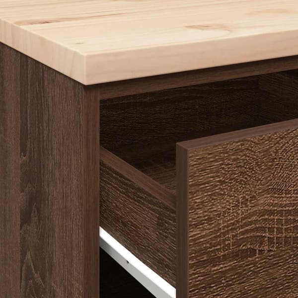 vidaXL Garageopbevaringsskab brun eg 60x51x85 cm massivt træ fyrretræ