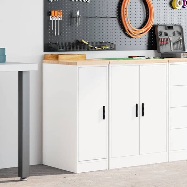 vidaXL Garageopbevaringsskab Hvid 30x51x85 cm Massivt træ Fyrretræ