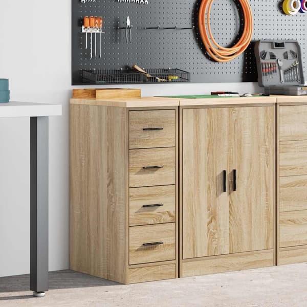 vidaXL Garageopbevaringsskab Sonoma eg 30x51x85cm Massivt træ Fyrretræ