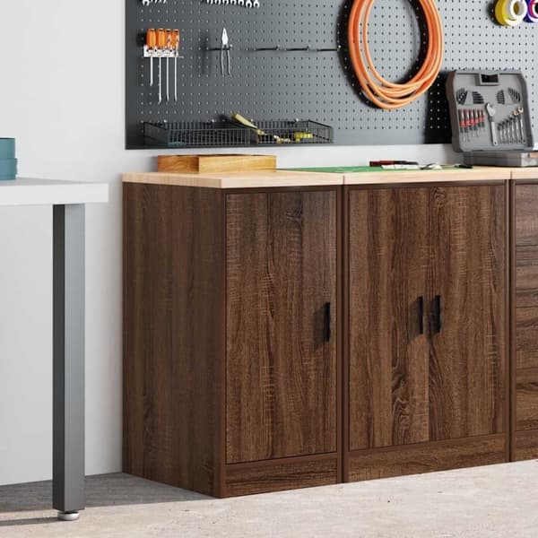 vidaXL Garageopbevaringsskab brun eg 40x51x85 cm massivt træ fyrretræ