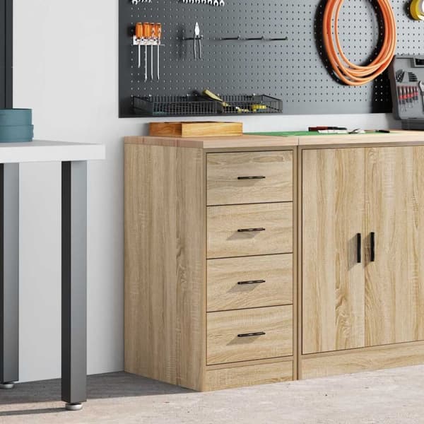 vidaXL Garageskåp Sonoma ek 40x51x85 cm massiv trä furu