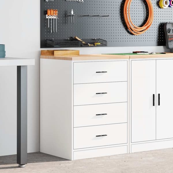 vidaXL Förvaringsskåp för garage vit 60x51x85 cm massivt trä furu