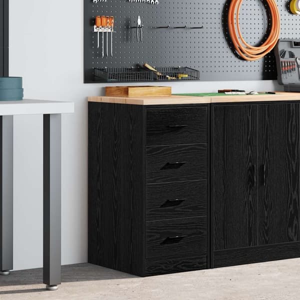 vidaXL Garageskåp svart 40x51x85 cm massiv trä furu