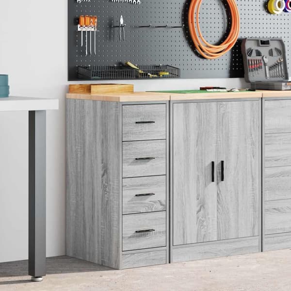 vidaXL Autotallin säilytyskaappi harmaa sonoma 30x51x85 cm täysi mänty