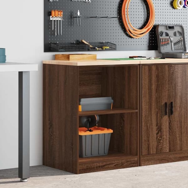 vidaXL Garageopbevaringsskab brun eg 60x51x85 cm massivt træ fyrretræ