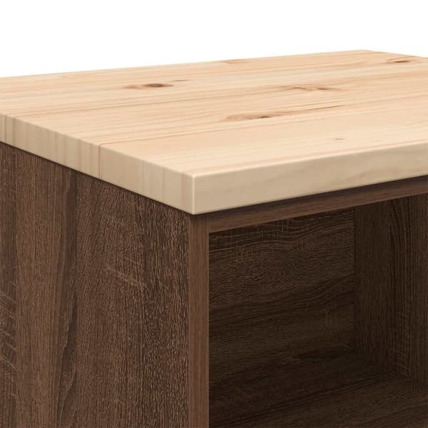 vidaXL Garageopbevaringsskab brun eg 60x51x85 cm massivt træ fyrretræ