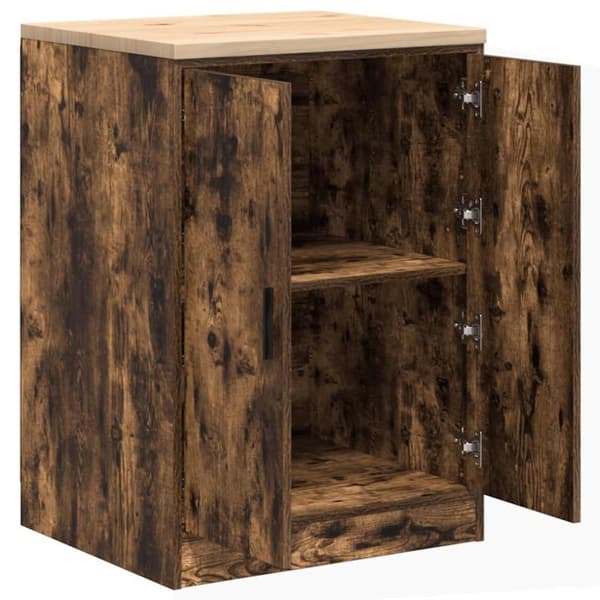vidaXL Garageopbevaringsskab røget eg 60x51x85 cm massivt træ fyrretræ