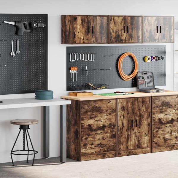 vidaXL Garageskåp 2 st rökt ek konstruerat trä