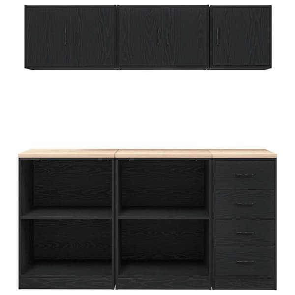 vidaXL Garageskåp 6 delar svart konstruerat trä