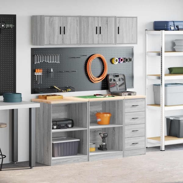 vidaXL Garageskåp 6 delar grå Sonoma konstruerat trä