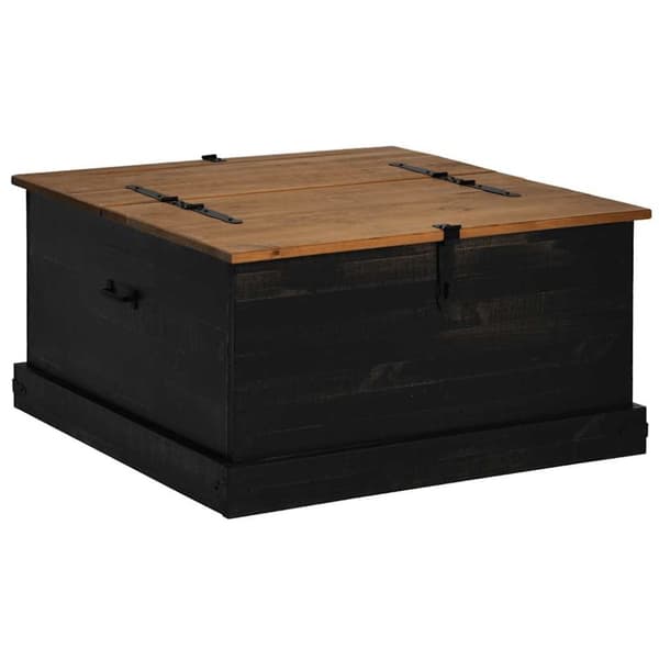 vidaXL opbevaringskiste HALDEN 91x91x47 cm massivt fyrretræ sort