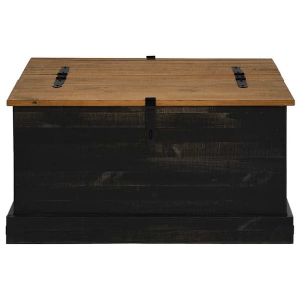 vidaXL opbevaringskiste HALDEN 91x91x47 cm massivt fyrretræ sort