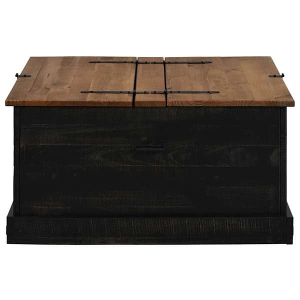 vidaXL opbevaringskiste HALDEN 91x91x47 cm massivt fyrretræ sort
