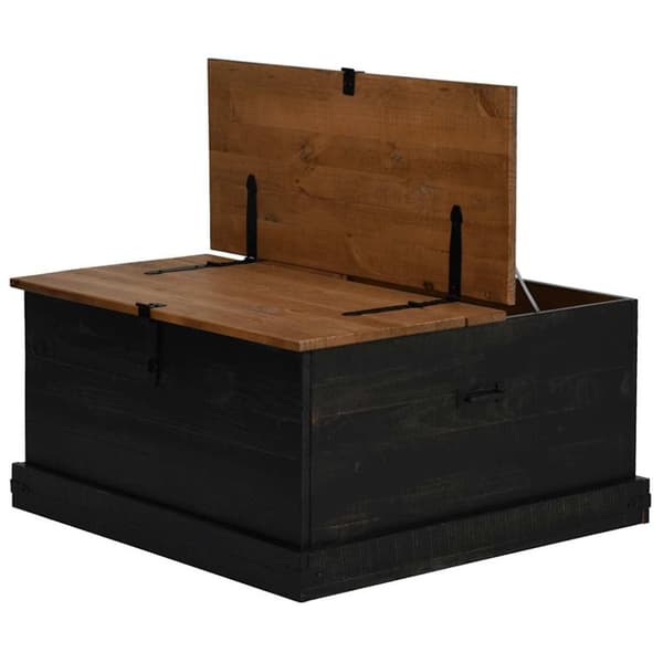 vidaXL opbevaringskiste HALDEN 91x91x47 cm massivt fyrretræ sort