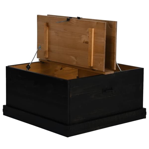 vidaXL opbevaringskiste HALDEN 91x91x47 cm massivt fyrretræ sort