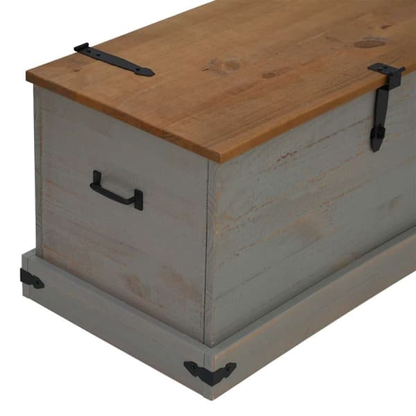 vidaXL opbevaringskiste HALDEN 91x48x47 cm massivt fyrretræ grå