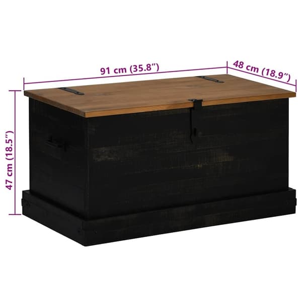 vidaXL opbevaringskiste HALDEN 91x48x47 cm massivt fyrretræ sort