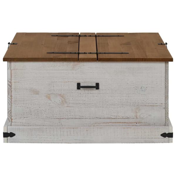 vidaXL opbevaringskiste HALDEN 91x91x47 cm massivt fyrretræ hvid