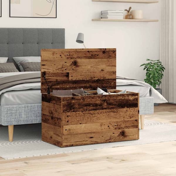 vidaXL opbevaringskasse 84x42x46 cm konstrueret træ antikt trælook