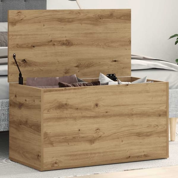 vidaXL opbevaringskasse 84x42x46 cm konstrueret træ kunsteg